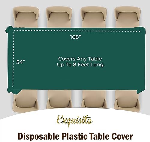 Exquisite 4-Pack Dark Green Plastic Table Cloths - 54In X 108In