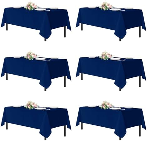 Sancua Navy Blue Tablecloths for 8 Foot Rectangle Tables 6 Pack