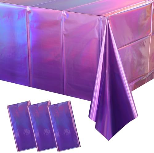 3 Pack Iridescent Pink Purple Plastic Tablecloths