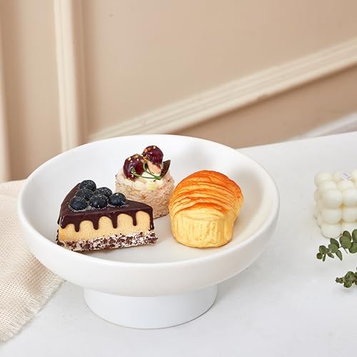 Denique White Ceramic Fruit Bowl 10 Inch