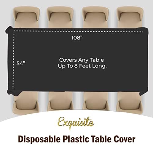 Party Solids 6-Pack Black Plastic Tablecloth 54in x 108in Rectangle