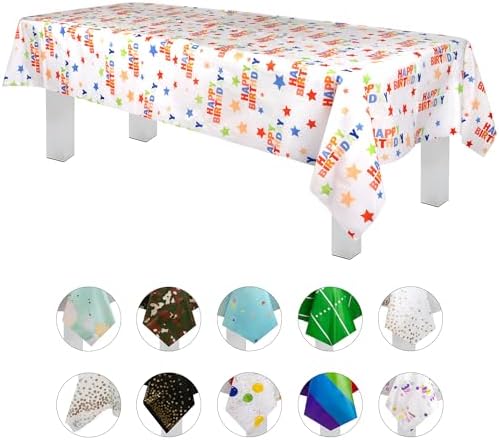 Grandipity 6 Pack Premium Disposable Plastic Tablecloths 54x108 Inches