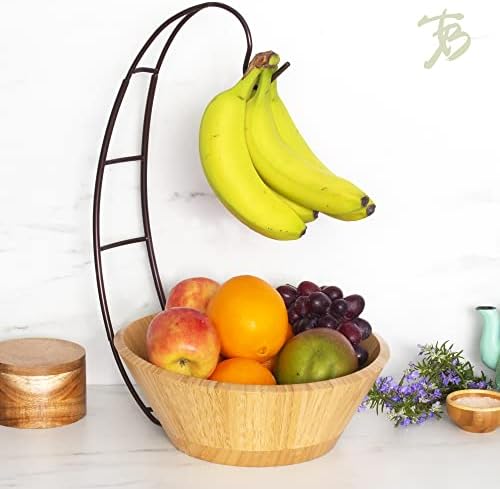 Totally Bamboo Fruit Basket Bowl with Banana Holder Hook