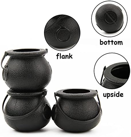LOMIMOS 12pcs Halloween Mini Black Cauldron Candy Server