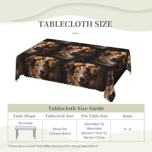 Dog Girl With Flowers Anti-Grease Tablecloth