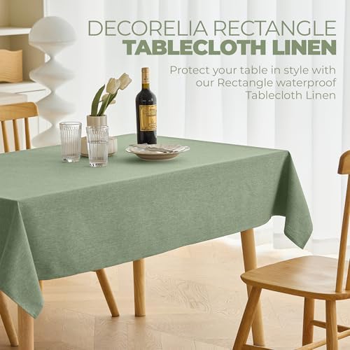Sage Green Rectangle Waterproof Tablecloth for 4-6 Seats