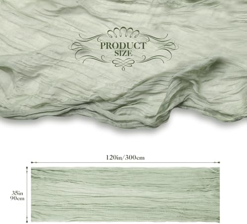 Le Courant 10 Ft Sage Green Cheesecloth Table Runner