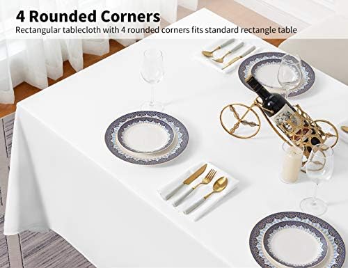 Surmente 2 Pack White Rectangle Tablecloth 90x132 Inch