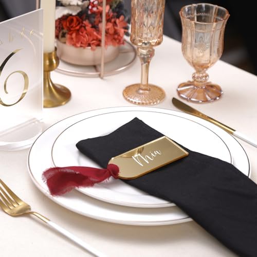 UNIQOOO 20 Pcs Mirror Gold Acrylic Place Cards for Events