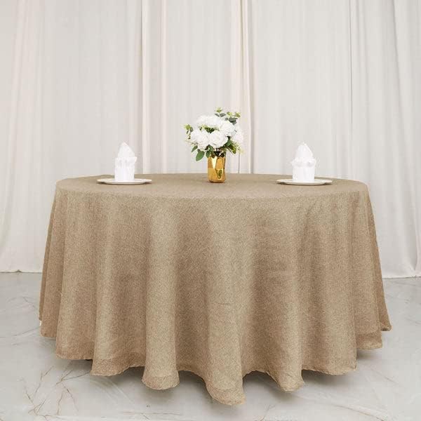 Balsa Circle 120 Inch Round Faux Burlap Tablecloth