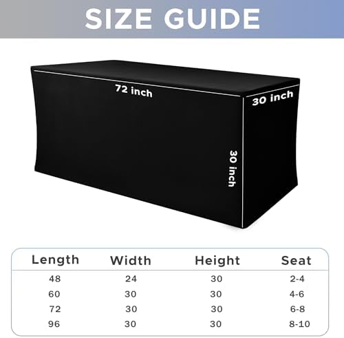 Nasitos Spandex Table Covers 6 Foot - 2 Pack Black Stretch Tablecloths