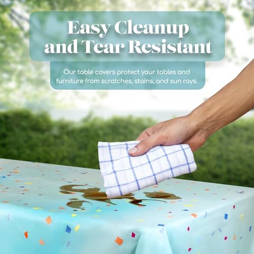 Grandipity 6 Pack Premium Disposable Blue Tablecloth 54x108 Inch Rectangle