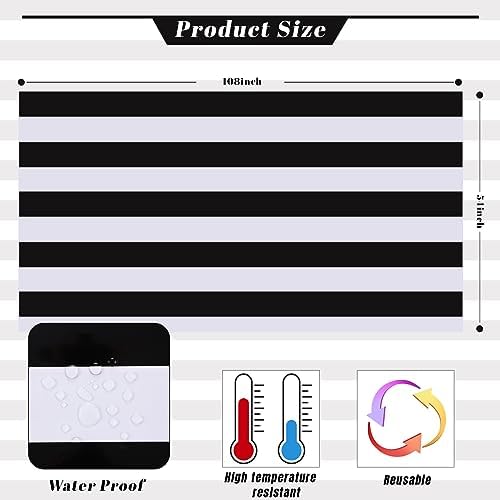 Kesfey 3 Pack Black White Vertical Striped Tablecloth 54x108 Inch Waterproof