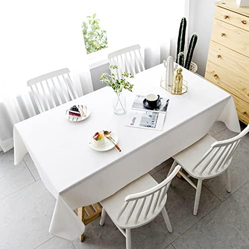 6 Pack White Tablecloths 60x102 Inch Rectangle Table Cover for 6 Foot Tables Stain Resistant Washable