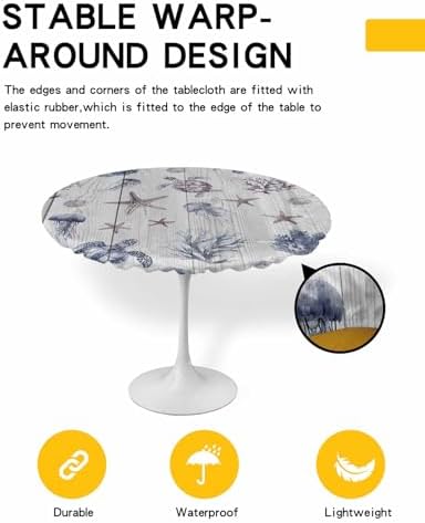 ZOE GARDEN Coastal Starfish Round Waterproof Table Cover