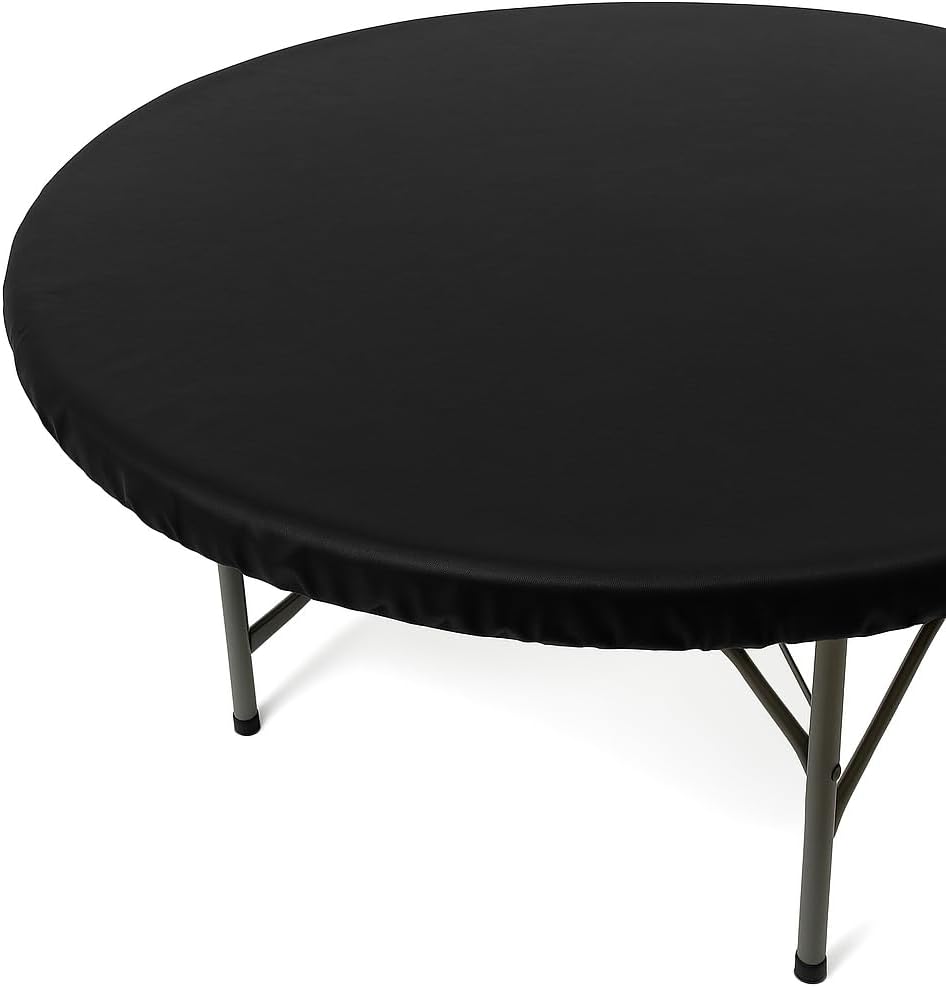 Black Round Tablecloth with Flannel Backing
