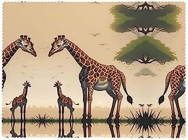 Mother and Child Giraffe Tablecloths Waterproof Square 54 X 72 Inches