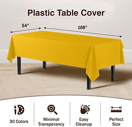 Exquisite 12-Pack Yellow Plastic Tablecloth Rectangle 54x108