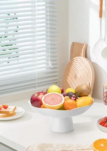 Nucookery 10 Inch Ceramic Fruit Bowl with Wavy Edge