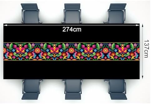 Oudain 6 Pcs Fiesta Tablecloth Black 108x54 Inch Waterproof Plastic Table Cover for Parties