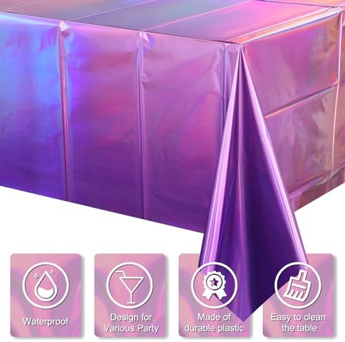 3 Pack Iridescent Pink Purple Plastic Tablecloths