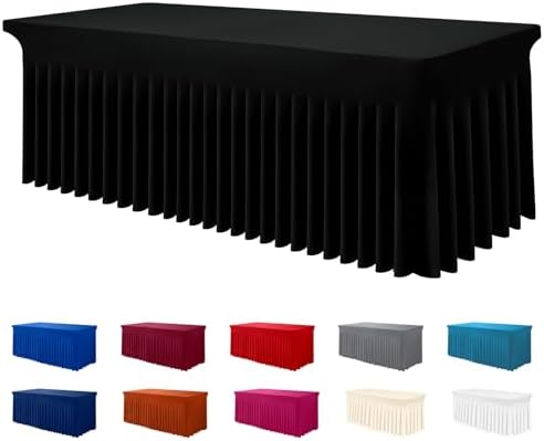 Smiry Spandex Tablecloth for 6FT Tables Black