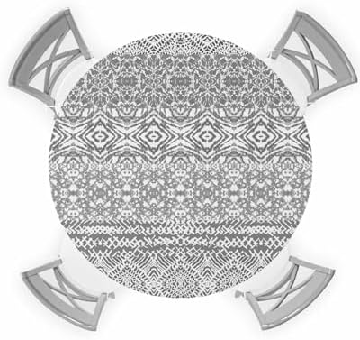 Gray Boho Round Waterproof Table Cover