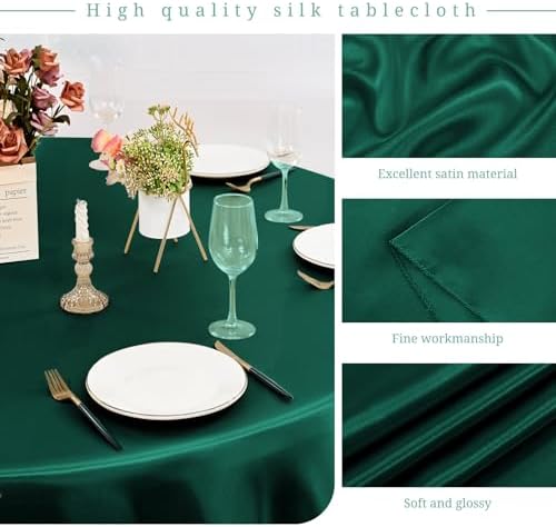 12 Pack 120 Inch Round Tablecloth Hunter Green Satin