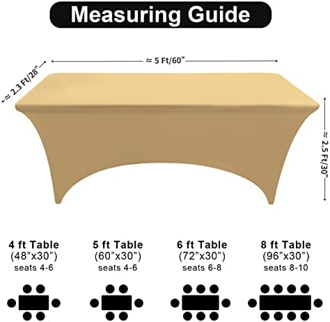 FestiCorp Beige Spandex Table Cover for 5 Foot Table