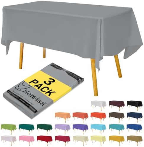 Plastic Silver Tablecloths 3 Pack for Parties and Events