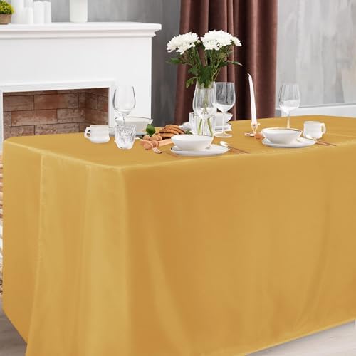 Obstal 2 Pack Tablecloths for 4 Foot Rectangular Tables - Water Resistant Gold