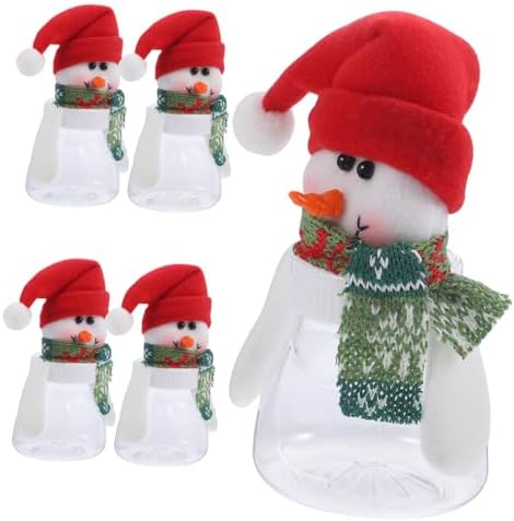 5Pcs Snowman Candy Jars with Lids for Christmas Decor