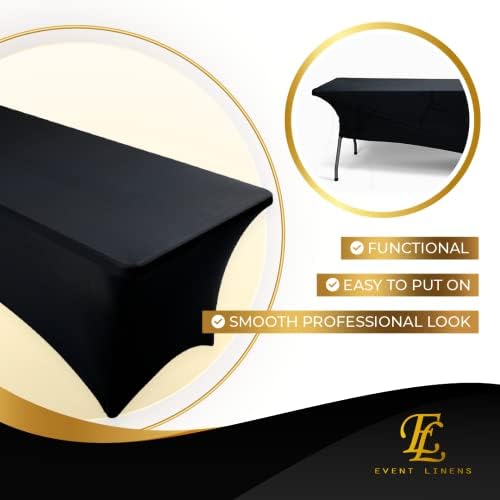 Luxury Black 6ft Spandex Tablecloth Fitted Cover