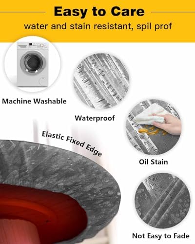 Grey Forest Tree Round Waterproof Table Cover Fitted Tablecloth