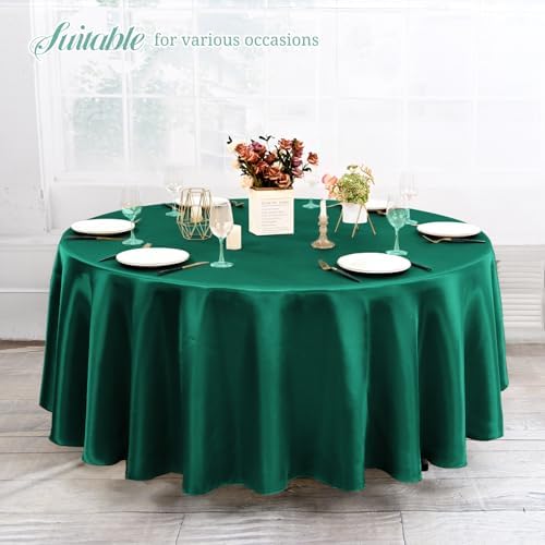 12 Pack 120 Inch Round Tablecloth Hunter Green Satin