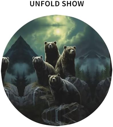 60 Inch Round Black Bear Tablecloth for Holiday Parties