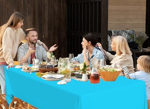 4 Pack Ocean Blue Plastic Tablecloths for Party Decorations