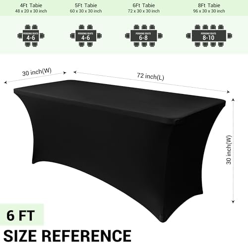 Obstal 6 Pack Stretch Spandex Table Covers for 6 Foot Tables