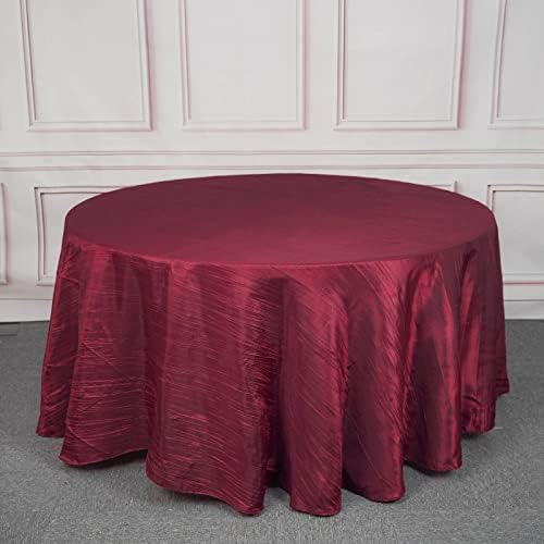 120 Inch Burgundy Accordion Crinkle Taffeta Round Tablecloth