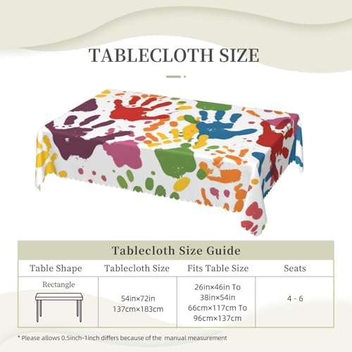 Kids Hand Print Anti-Grease Square Tablecloths
