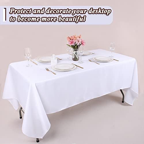 Kesfey 6 Pack White Tablecloths 60x102 Inch