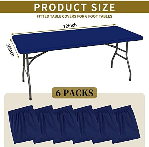 6 Pack Stretch Table Cover for 6 Tables Navy Blue 30 W x 72 L