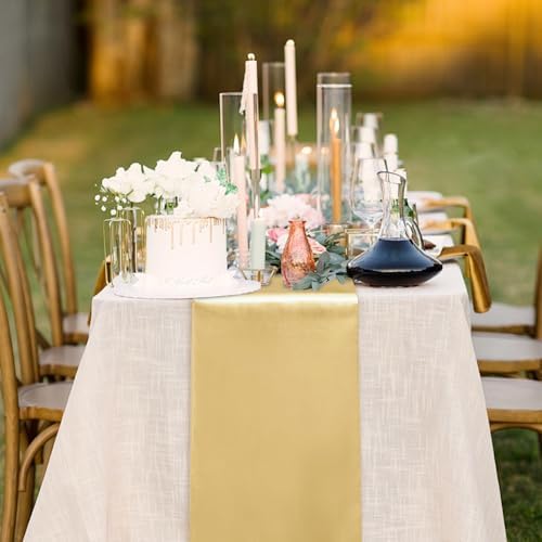 10 Pack Light Gold Satin Table Runner 12x108 Inch