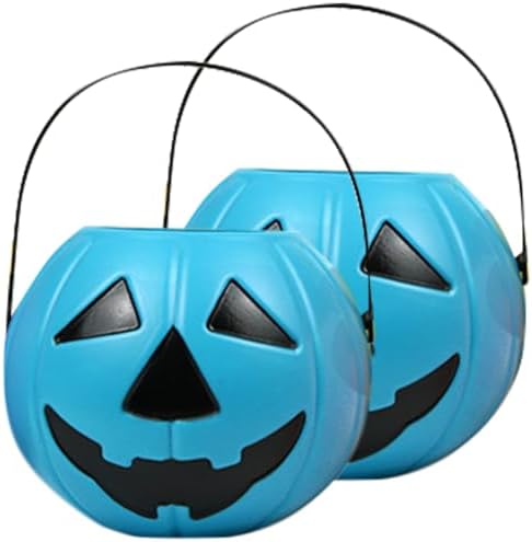 VOSAREA 2pcs Pumpkin Bucket Halloween Candy Server with Handles