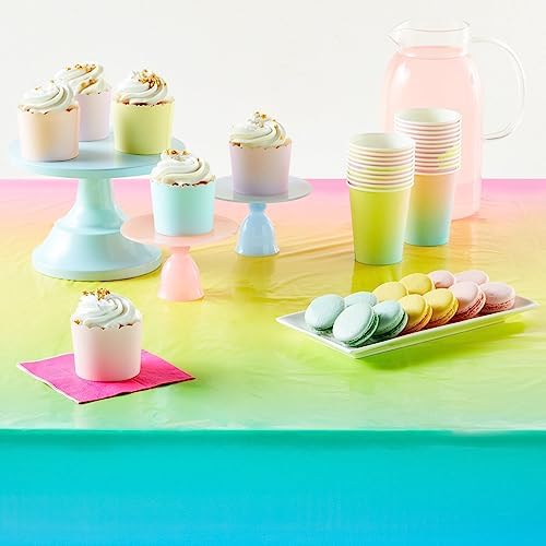 Sparkle and Bash 3 Pack Plastic Ombre Rainbow Tablecloth