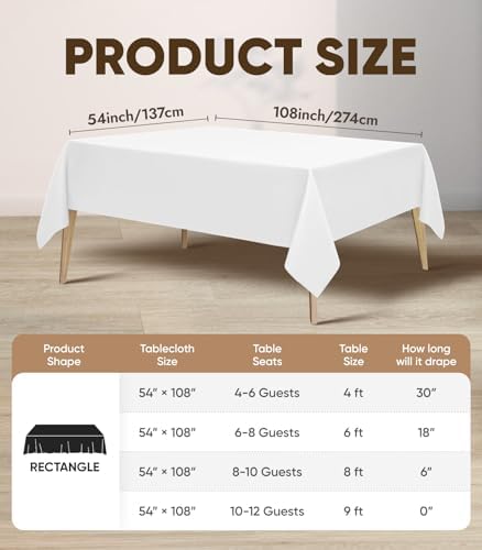 White Disposable Table Cloth 2-Pack 54x108 Inch