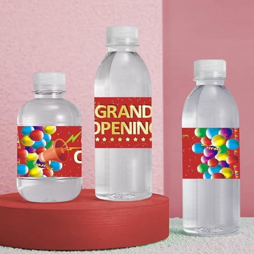 50Pcs Grand Opening Water Bottle Labels Red Waterproof Stickers for Ceremony Favors