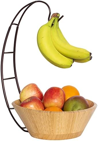 Totally Bamboo Fruit Basket Bowl with Banana Holder Hook