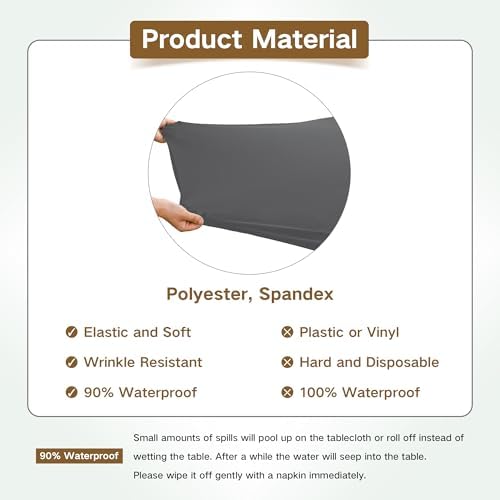 Square Fitted Table Cover 34x34 Inch Grey Spandex Tablecloth