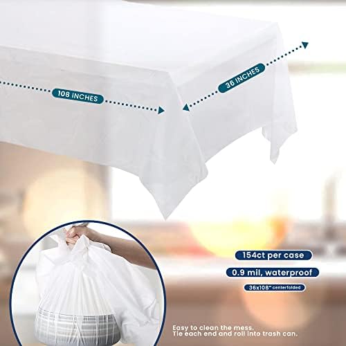TULLIPAK 154 Pack White Tablecloths 36x108in USA Made
